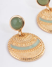 Gold Aventurine Disc Enamel Hoop Earrings - link has visual effect only