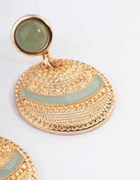 Gold Aventurine Disc Enamel Hoop Earrings - link has visual effect only