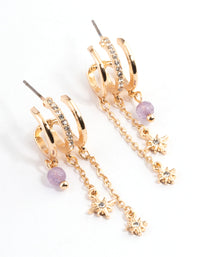 Gold Tiered Chain Stud Earrings - link has visual effect only