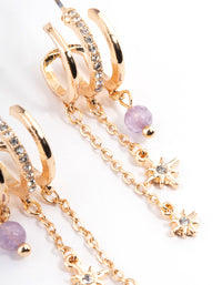 Gold Tiered Chain Stud Earrings - link has visual effect only