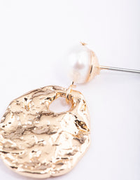 Gold Freshwater Pearl Textured Disc Earrings - link has visual effect only