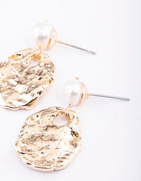 Gold Freshwater Pearl Textured Disc Earrings - link has visual effect only