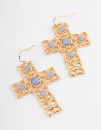 Gold Hinged Cross Earrings - link has visual effect only