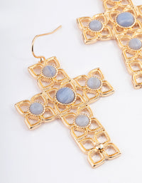 Gold Hinged Cross Earrings - link has visual effect only