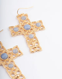 Gold Hinged Cross Earrings - link has visual effect only