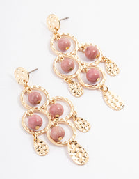 Gold Rhodonite Textured Statement Earrings - link has visual effect only