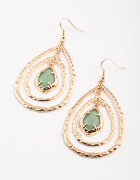 Gold Aventurine Three Ring Hook Earrings - link has visual effect only