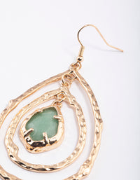 Gold Aventurine Three Ring Hook Earrings - link has visual effect only