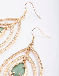 Gold Aventurine Three Ring Hook Earrings - link has visual effect only