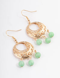 Gold Amazonite Open Detail Hook Earrings - link has visual effect only