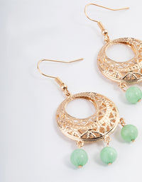 Gold Amazonite Open Detail Hook Earrings - link has visual effect only