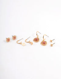 Gold Rhodonite Disc Stacker Earrings - link has visual effect only