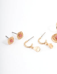 Gold Rhodonite Disc Stacker Earrings - link has visual effect only