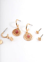 Gold Rhodonite Disc Stacker Earrings - link has visual effect only