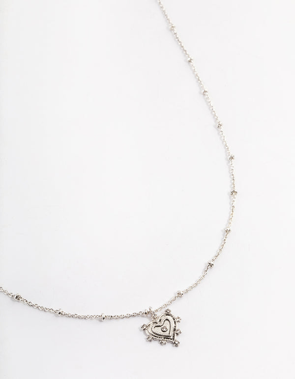 Antique Silver Heart Necklace