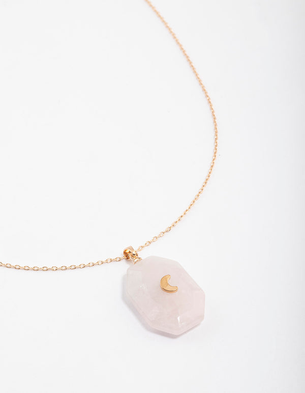 Gold Quartz Moon Necklace