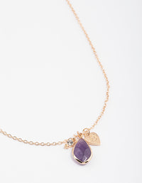 Gold Amethyst Charm Necklace - link has visual effect only