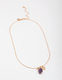 Gold Amethyst Charm Necklace - link has visual effect only