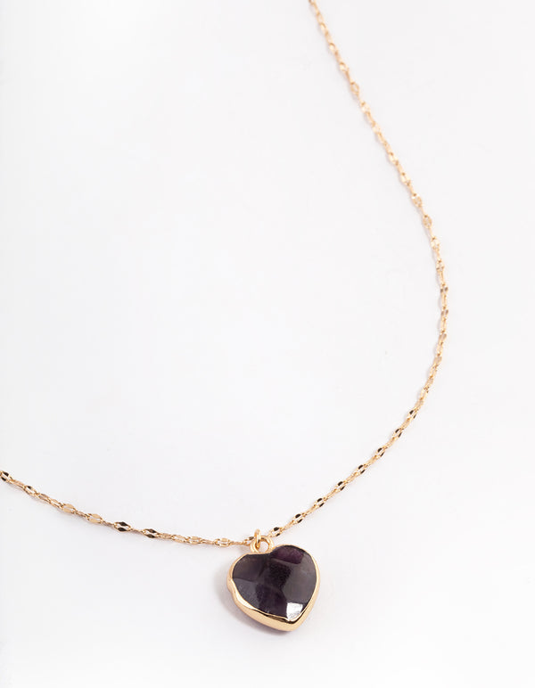 Gold Amethyst Heart Necklace