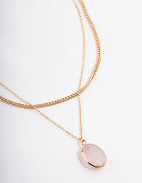 Gold Quartz Layered Oval Charm Necklace - link has visual effect only