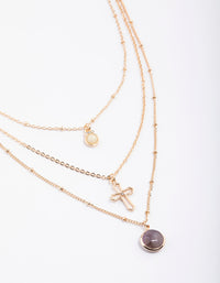 Gold Amethyst Multi Cross Necklace - link has visual effect only