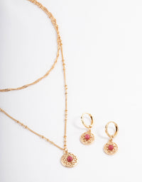 Gold Rhodonite Earring & Necklace Set - link has visual effect only