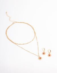 Gold Rhodonite Earring & Necklace Set - link has visual effect only