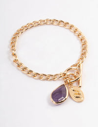 Gold Amethyst Charm Bracelet - link has visual effect only