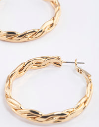 Gold Plated Brass Molten Plait Hoop Earrings - link has visual effect only