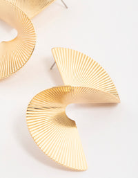 Gold Plated Brass Twisted Fan Earrings - link has visual effect only