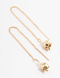 Gold Plated Freshwater Pearl Skull Thread Through Earrings - link has visual effect only