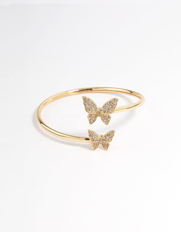 Gold Plated Double Butterfly Bangle