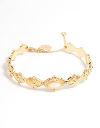 Gold Plated Detailed Cuff Bracelet - link has visual effect only