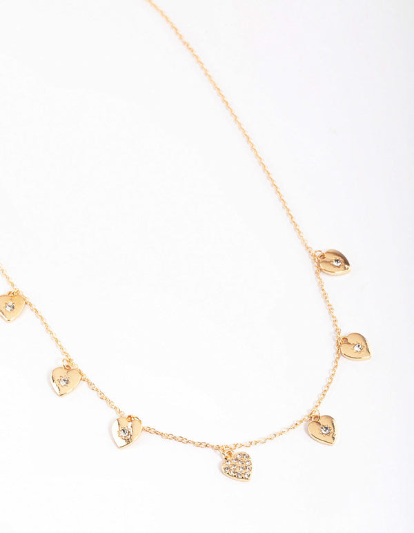 Gold Station Heart Necklace