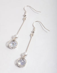 Silver Pearl & Diamante Drop Earrings - link has visual effect only