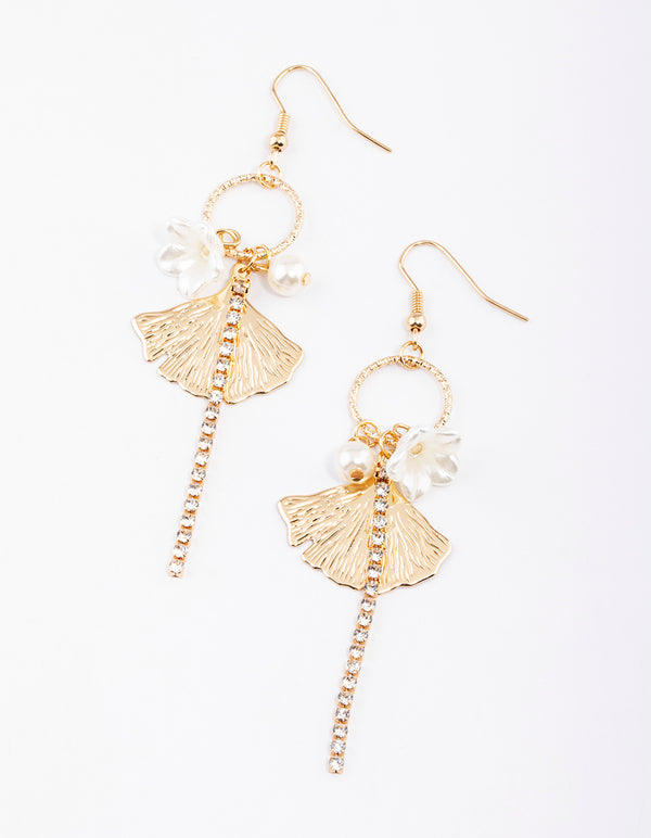 Gold Open Circle & Garden Drop Earrings