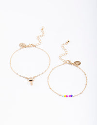 Gold Diamante Mushroom Bracelet Pack - link has visual effect only