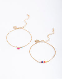 Gold Heart & Beaded Bracelet Pack - link has visual effect only