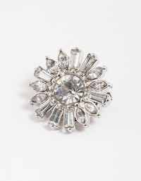 Rhodium Baguette & Pear Flower Brooch - link has visual effect only