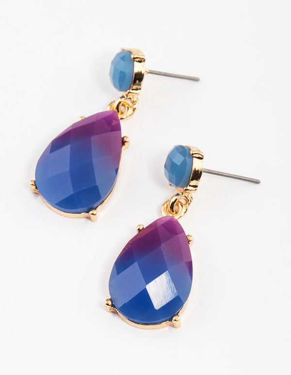 Gold Round & Pear Ombre Drop Earrings