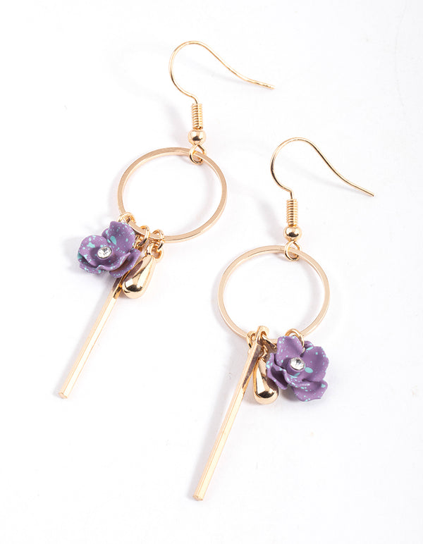 Lilac Open Circle Mixed Drop Earrings