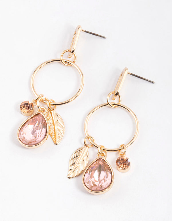 Blush Large Pear Stone & Leaf Drop Earrings