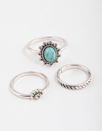 Antique Silver Boho Stone Ring Pack - link has visual effect only