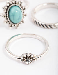 Antique Silver Boho Stone Ring Pack - link has visual effect only