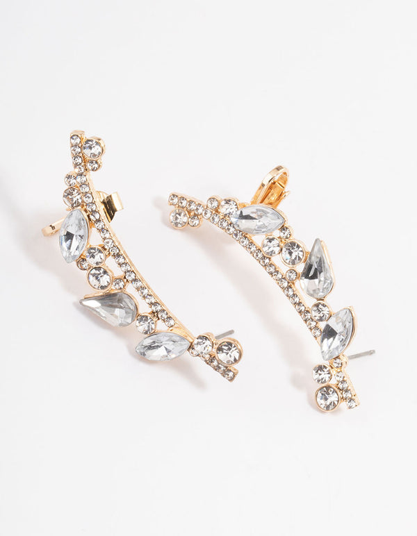 Gold Pear Diamante Ear Cuff