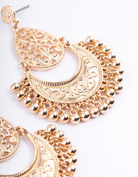 Gold Textured Detailed Earrings - link has visual effect only