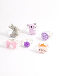 Kids Silver Koala Cat Mega Ring 6-Pack - link has visual effect only