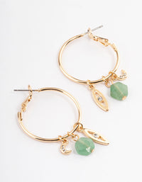 Gold & Green Aventurine Charm Earrings - link has visual effect only