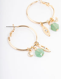 Gold & Green Aventurine Charm Earrings - link has visual effect only