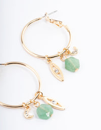 Gold & Green Aventurine Charm Earrings - link has visual effect only